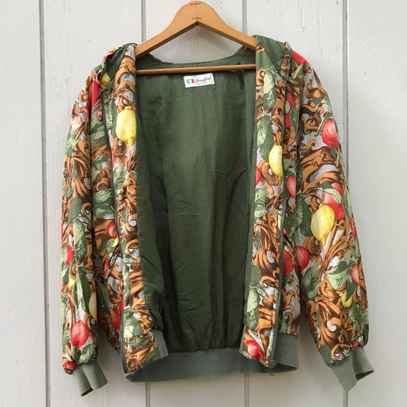 Vintage Silk Italian Hooded Bomber Jacket - Picture 11 of 12